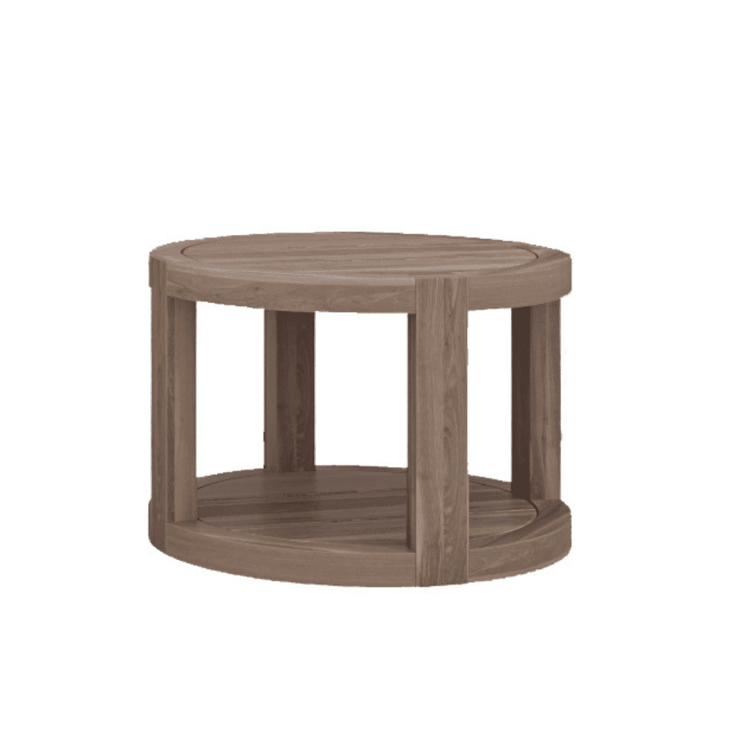 Bali Yuvarlak Yan Sehpa – Zebrano Outdoor teak dış mekan sehpası