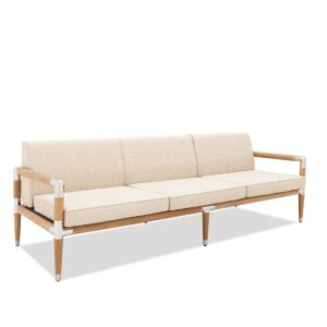 Marina Teak Triple Armchair - Zebrano Outdoor teak detailed outdoor armchair