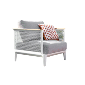 grid single armchair, modern outdoor armchair, white balcony armchair
