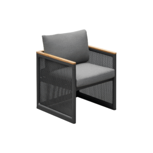 haven chair, black outdoor armchair, teak arm aluminum chair