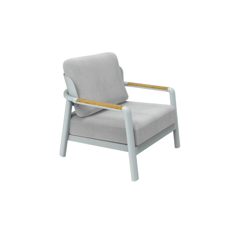 Mili Single Armchair - modern outdoor armchair with wooden details
