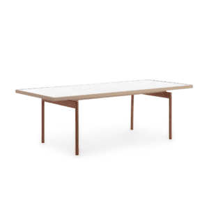 Zebrano Onde Dining Table - rectangular table with modern metal legs for outdoor, natural color top