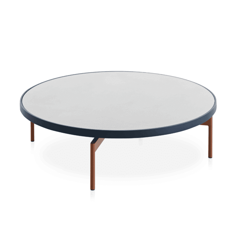 Onde Center Table - round outdoor coffee table, modern design with wooden legs