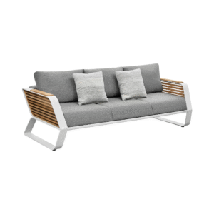 wing triple armchair, modern outdoor armchair, aluminum and teak garden sofa, stylish outdoor seating group