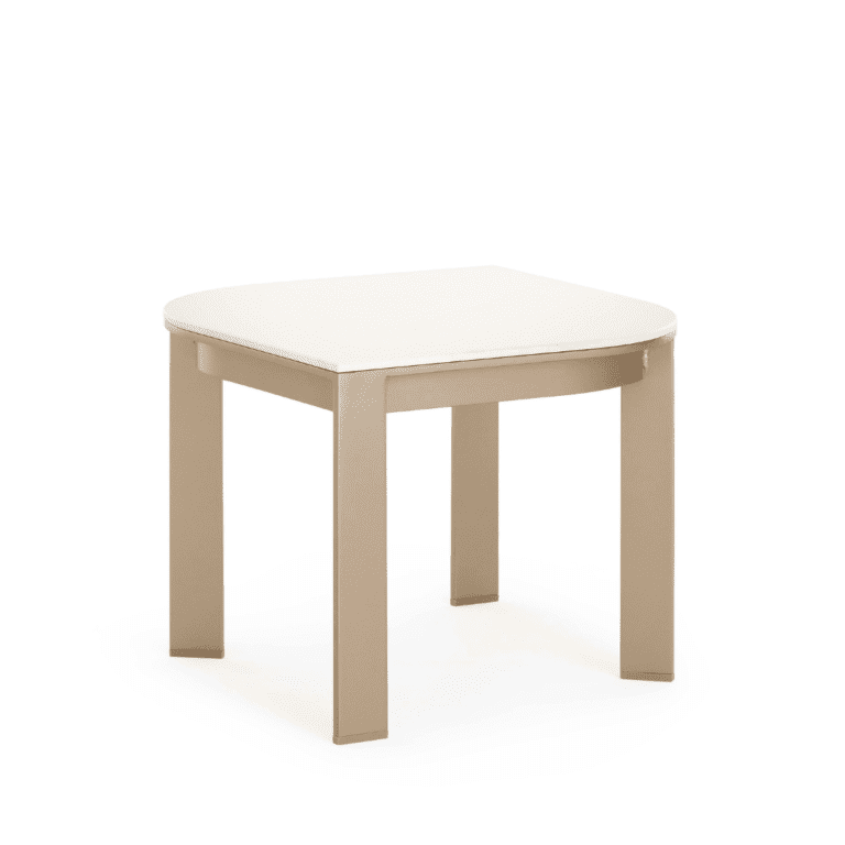 Solanas Side Table - Square, light-colored aluminum outdoor coffee table, Zebrano Outdoor