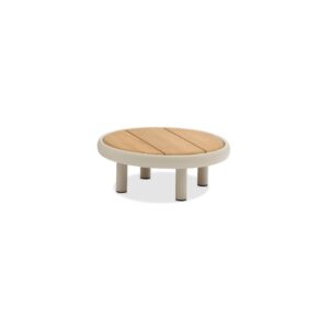 Cloud Center Coffee Table 60 cm Zebrano Outdoor Natural Wood Top Cream Metal Legs Minimal Garden Furniture