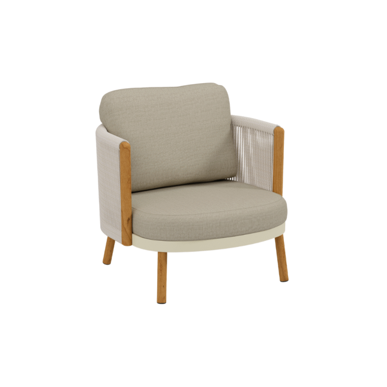 vatican teak single armchair, modern outdoor armchair with natural teak legs, zebrano garden armchair