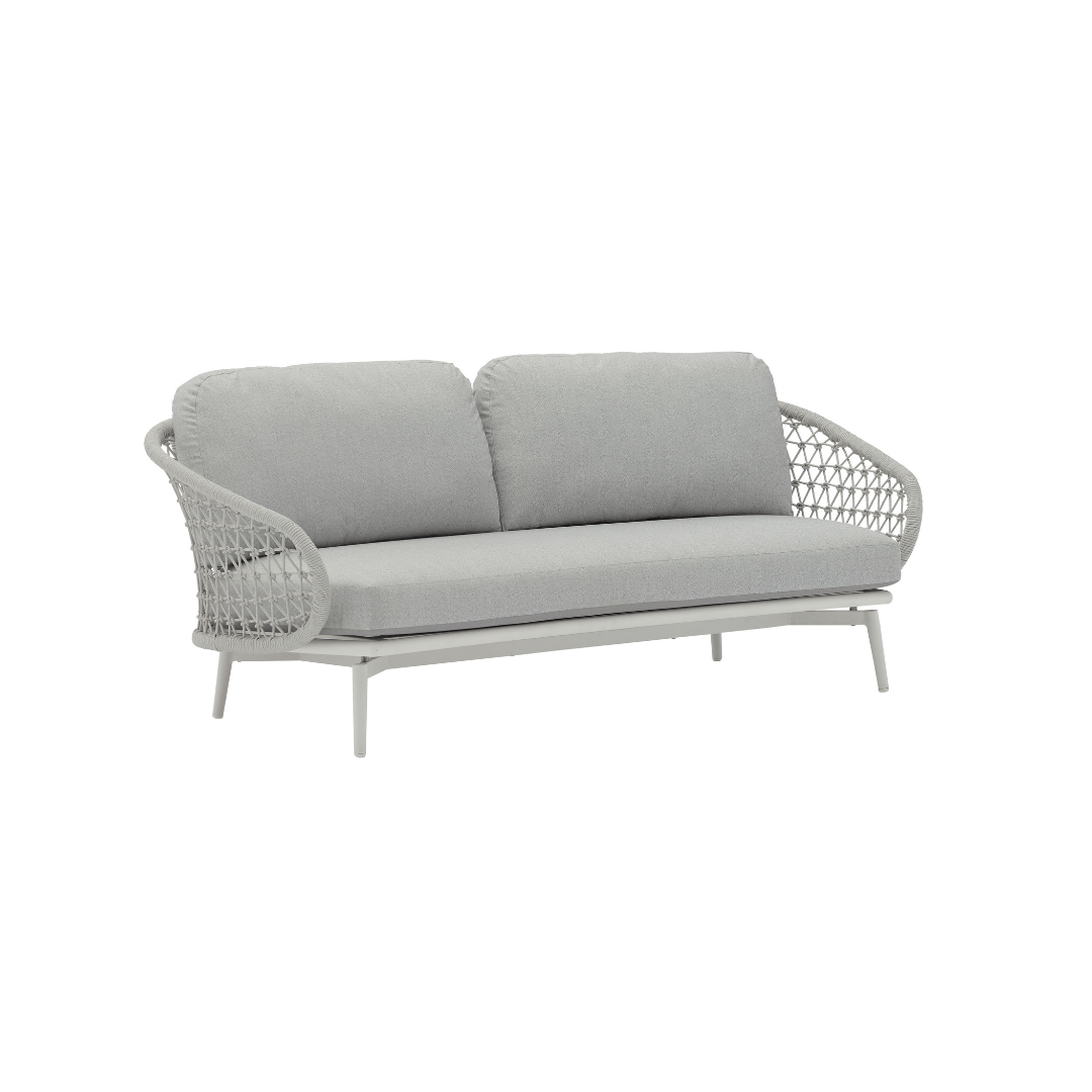 Cuddle İkili Koltuk Zebrano Outdoor Açık Gri Hasır Örgü Dokulu Modern Bahçe Mobilyası