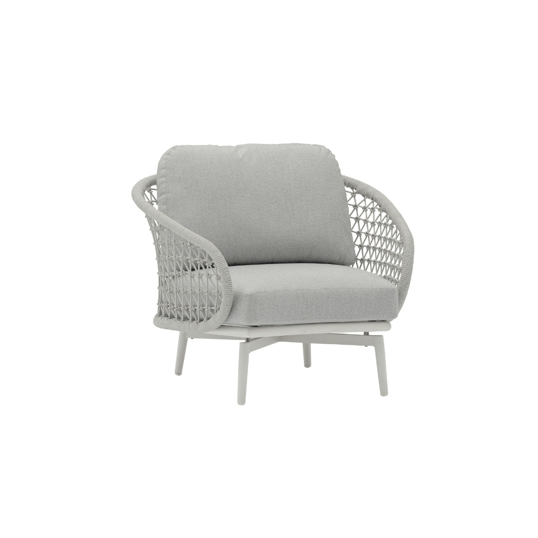 Cuddle Tekli Koltuk Zebrano Outdoor Açık Gri Hasır Örgü Dokulu Modern Bahçe Mobilyası