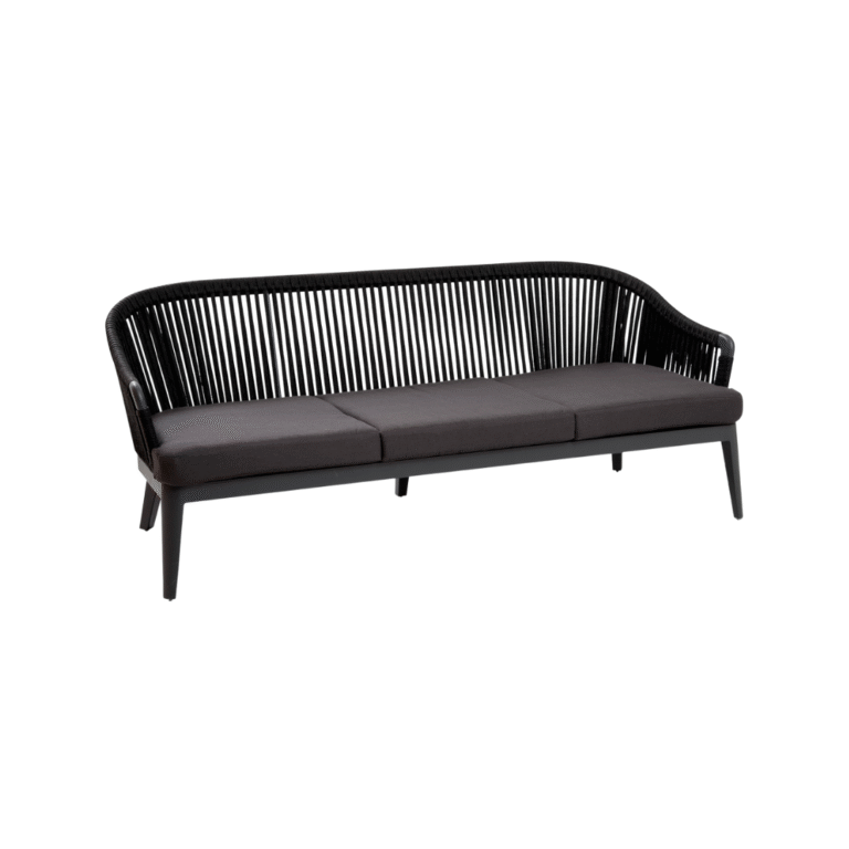 Mai Triple Sofa Zebrano Outdoor Black Weave Texture Modern Garden Furniture