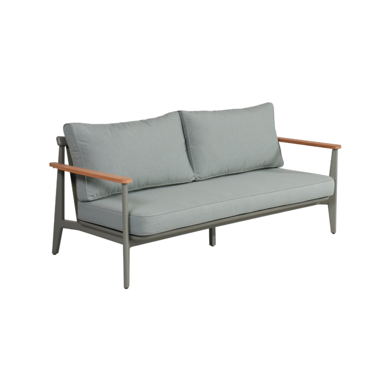 Sage İkili Koltuk Zebrano Outdoor Mint Yeşili Ahşap Kolçaklı Modern Bahçe Mobilyası