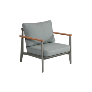 Sage Tekli Koltuk Zebrano Outdoor Gri Döşemeli Ahşap Kolçaklı Modern Bahçe Mobilyası