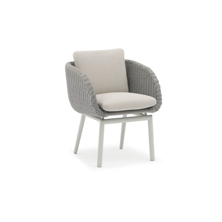 Scoop Sandalye Zebrano Outdoor Gri Hasır Örgü Krem Minderli Modern Bahçe Mobilyası