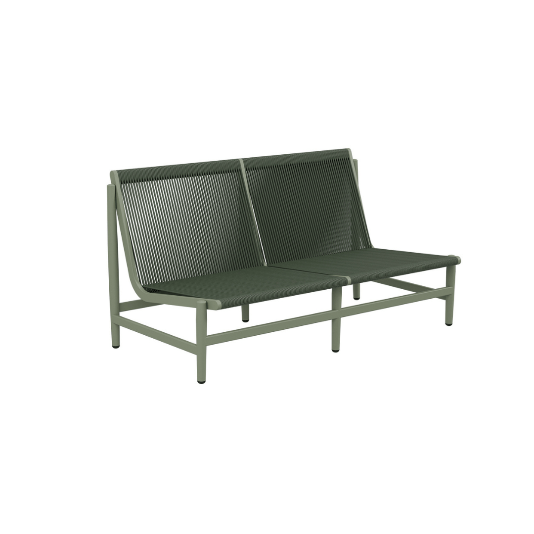 String İkili Koltuk Zebrano Outdoor Yeşil Monokrom İp Örgü Dokulu Modern Bahçe Mobilyası