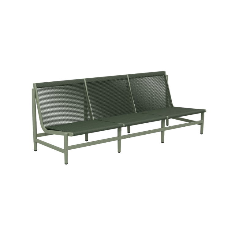 String Triple Armchair Zebrano Outdoor Green Monochrome Rope Weave Textured Modern Garden Furniture