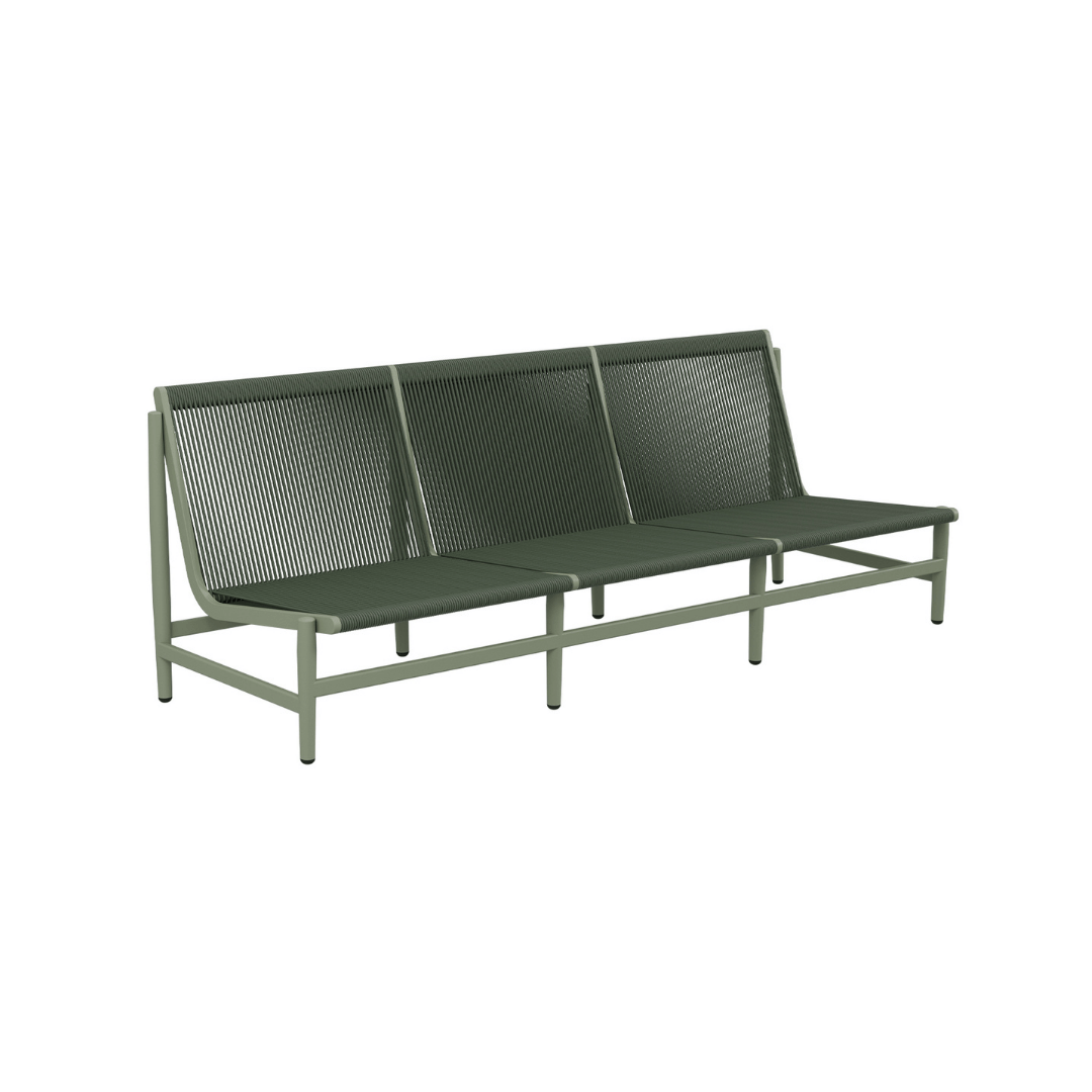 String Üçlü Koltuk Zebrano Outdoor Yeşil Monokrom İp Örgü Dokulu Modern Bahçe Mobilyası