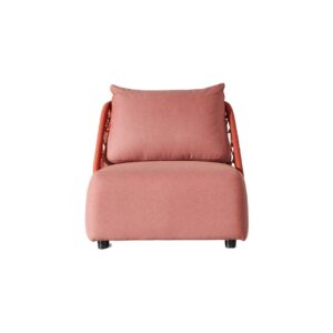 V-Sofa Single Armchair Zebrano Outdoor Powder Pink Fabric Covered Modern Garden Furniture