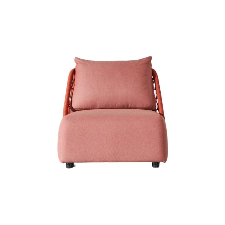V-Sofa Single Armchair Zebrano Outdoor Powder Pink Fabric Covered Modern Garden Furniture