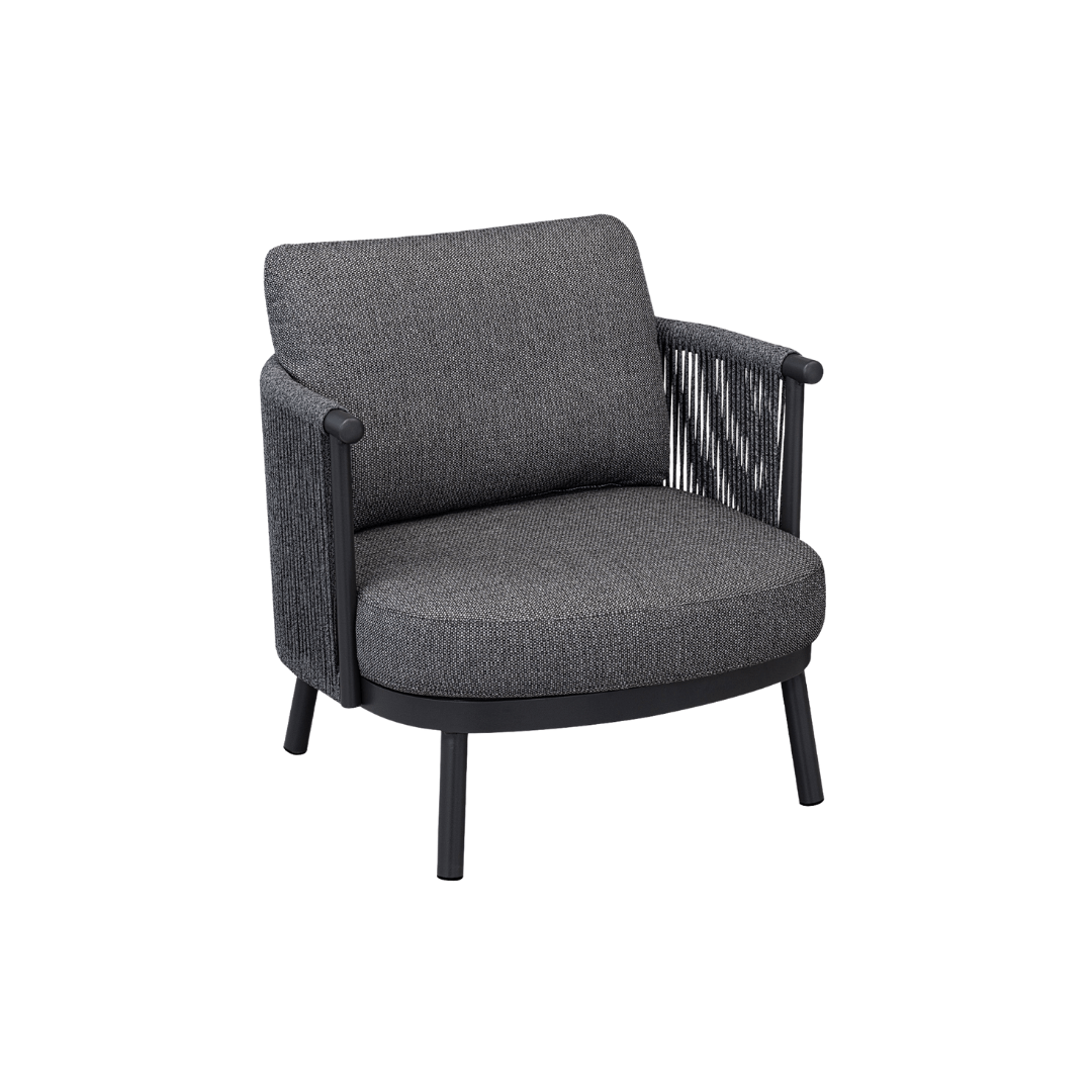 Vatican Alu Tekli Koltuk Zebrano Outdoor Antrasit Gri Örgü Detaylı Modern Bahçe Mobilyası