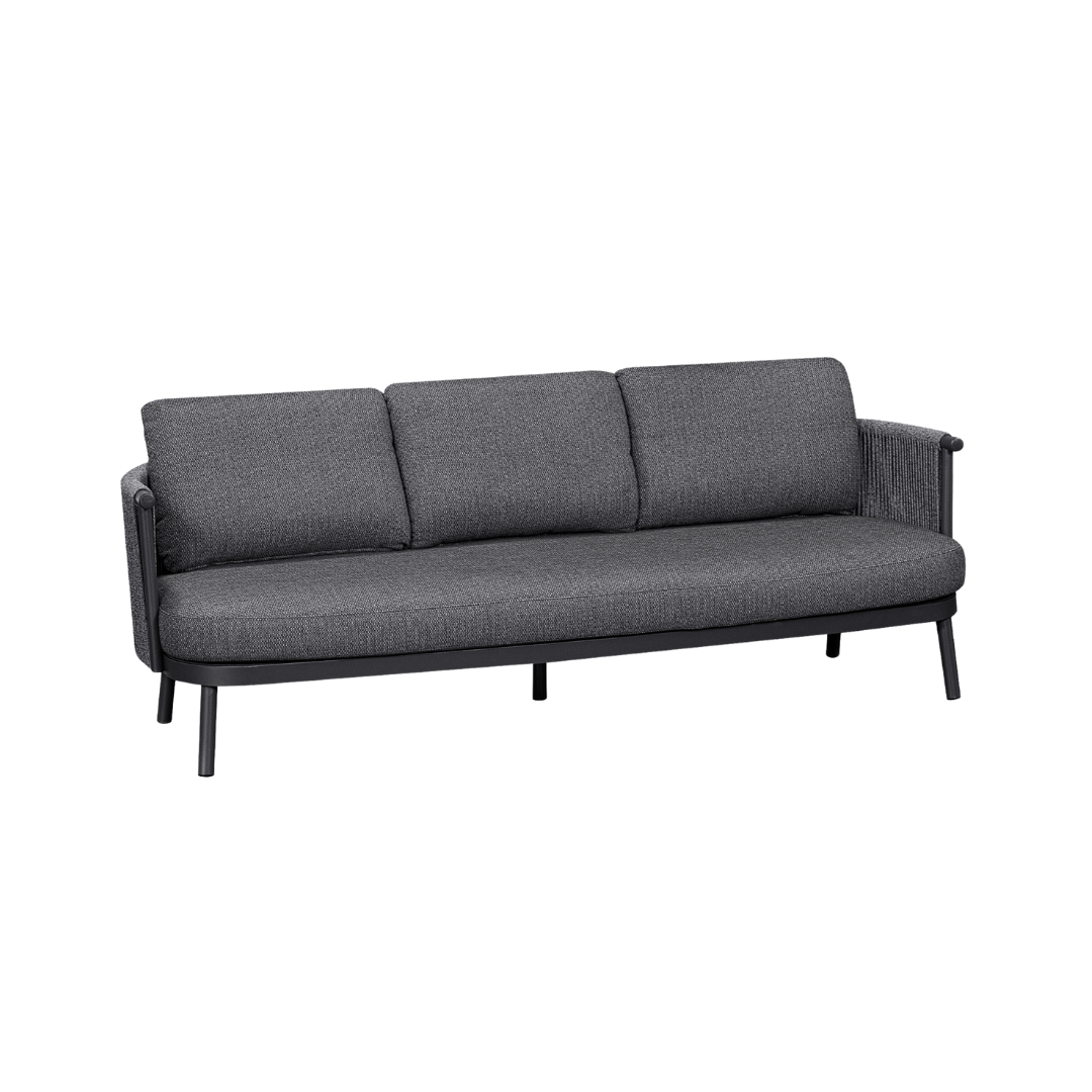 Vatican Alu Üçlü Koltuk Zebrano Outdoor Antrasit Gri Modern Premium Bahçe Mobilyası