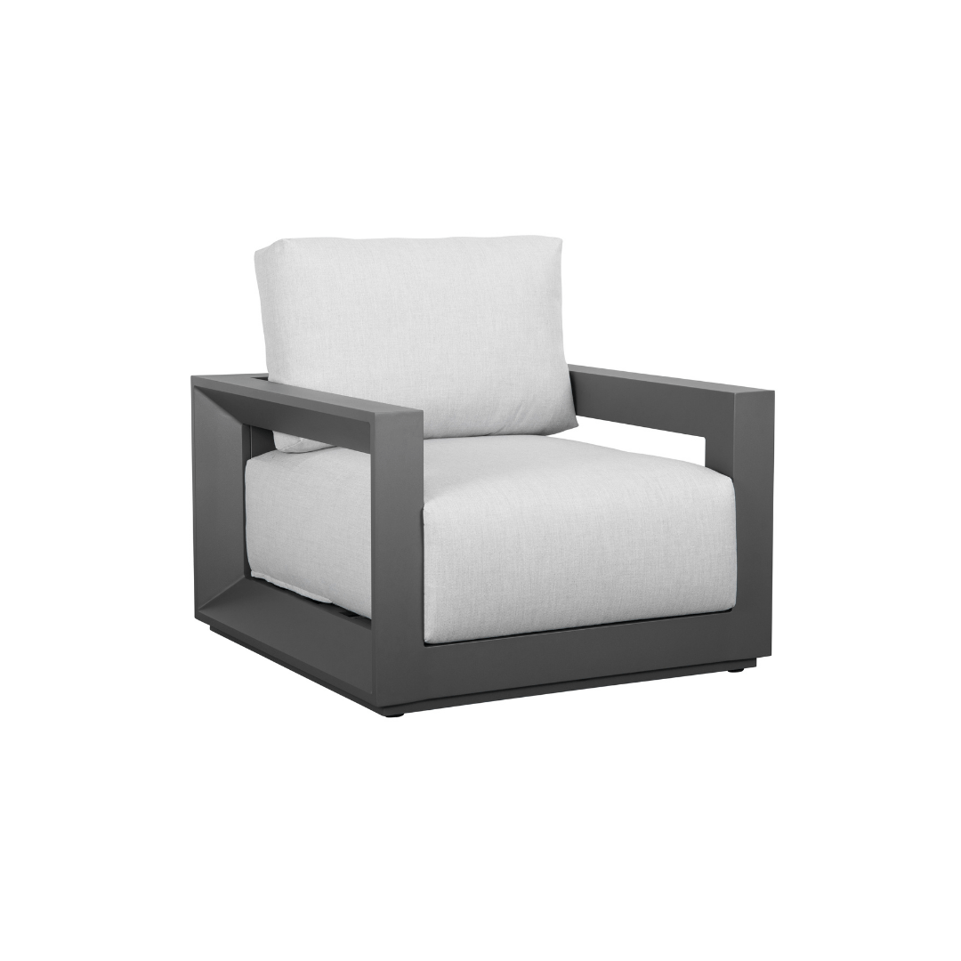 Zeus Tekli Koltuk Zebrano Outdoor Antrasit Metal Çerçeveli Beyaz Minderli Modern Bahçe Mobilyası